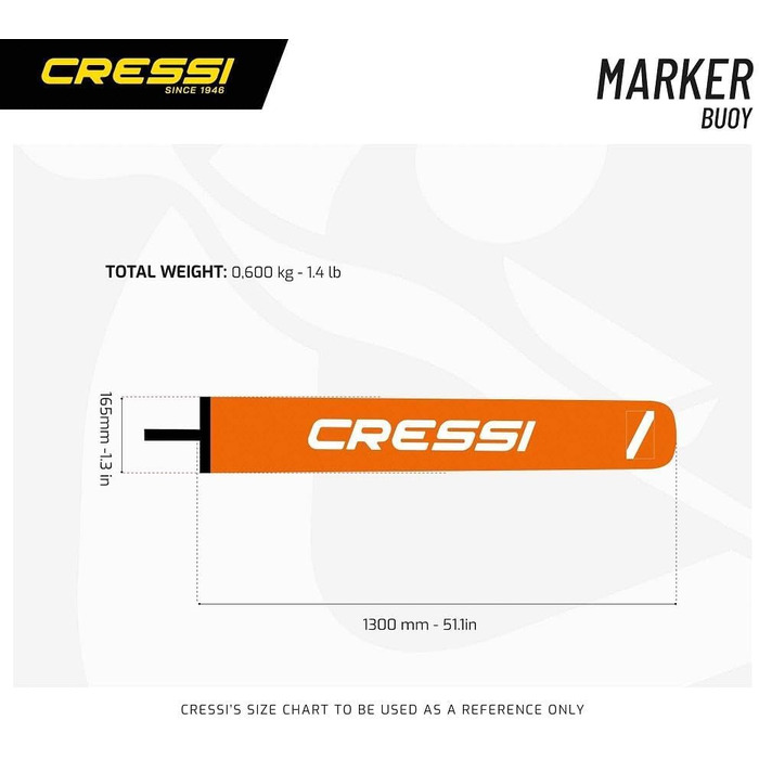 Буйок Cressi Tauchen для дайвінгу, фрідайвінгу, снорклінгу та пірнання на гарпун. Яскравий помаранчево-білий маркер.