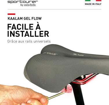 Велосипедне сідло Sportourer KAALAM Gel Flow з гелем, м'яке, водонепроникне, з відбивачем, чорне
