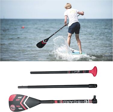 Карбонове весло iBOARD SUP для каяка і сапборда, 3-секційне, регульоване, лопать з карбону
