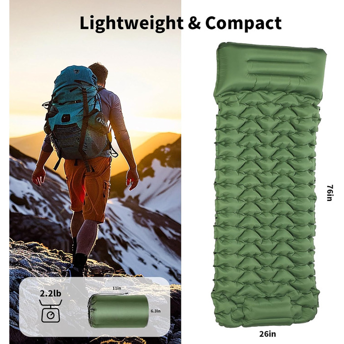 Саморозгортальний килимок для кемпінгу TVWVT, ультралегкий, з ножною помпою