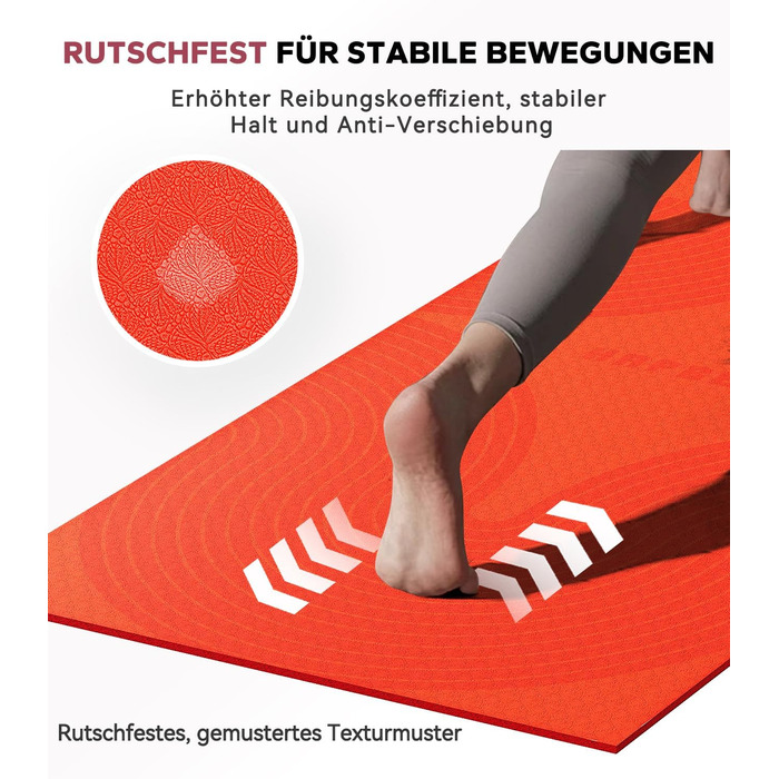 Йога мат HAPBEAR XXL: широка, спортивна, фітнес-мат з антиковзаючим покриттям 198x137 см / 183x116 см / 6 мм, надміцна, для пілатесу, тренажерного залу, дому, воркауту, зелена