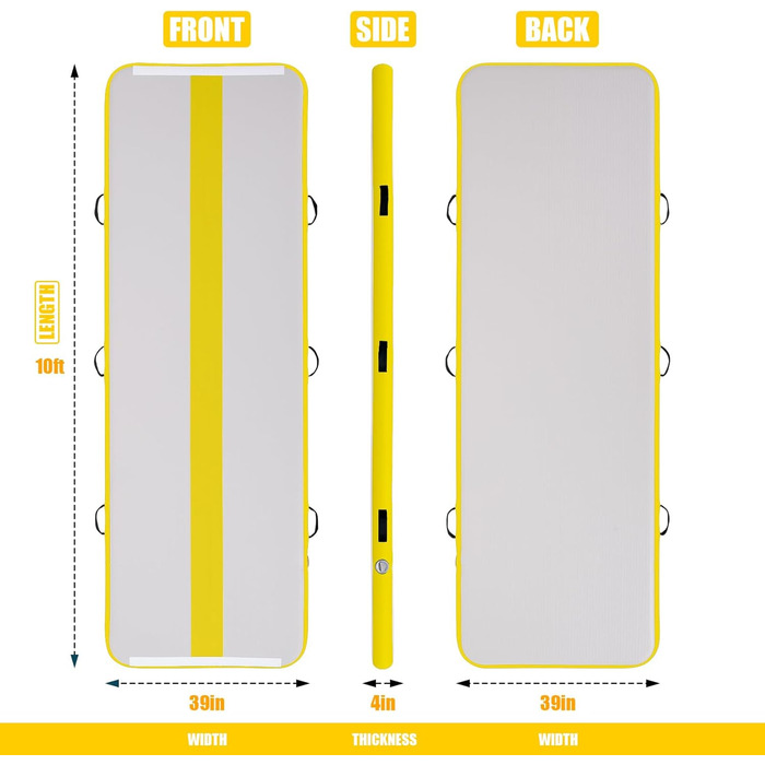 Надувна гімнастична матка Feath-R-Lite 10ft (3м) для дому, йоги, челедингу, 4 дюйми, з електричним насосом (FR-GELB)