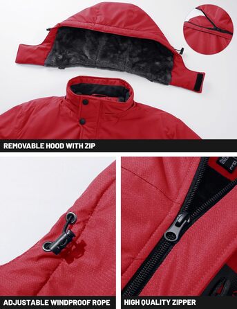 TACVASEN Зимова куртка для чоловіків, водонепроникна, тепла, флісова підкладка, софтшелл, дихаюча, функціональна куртка з капюшоном (M, Червоний)