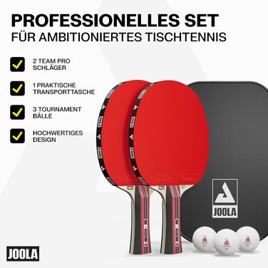 Набір для настільного тенісу JOOLA Team Pro: 2 ракетки, 3 м'ячі та чохол, 6 предметів