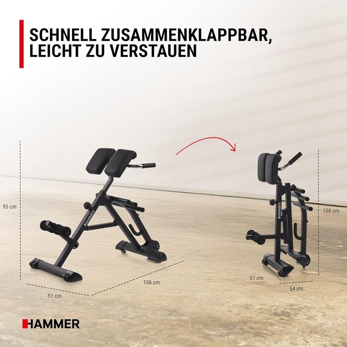 Тренажер для спини HAMMER Tricon – гіперекстензія, живіт, прес. Багатофункціональне обладнання для фітнесу