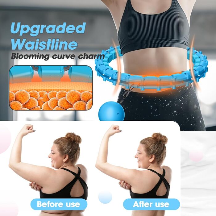 Обруч для схуднення з ваговим кільцем Smart Hoop (32 вузли, 57-165 см) Blau - фітнес обруч для дорослих