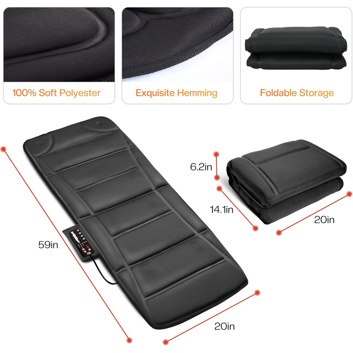 Масажна килимок CILI для всього тіла з підігрівом та вібрацією, масажне подушечко для спини, для зняття болю в спині та шиї