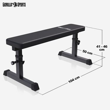 Гантельна лава GORILLA SPORTS® - регульована висота, чорно-біла, до 200 кг, для дому, силові тренування