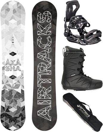 Сноуборд комплект Airtracks Akasha Wide Hybrid Rocker + кріплення Master + черевики + сумка SB, 152/157/159/162 см, сноуборд 162 см, черевики Star Black 46