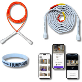 Набір скакалок Elevate Rope: 2 шт. з регулюванням, додаток для тренувань, для дорослих та дітей, швидкісні та з перлинками, для занять вдома та на вулиці