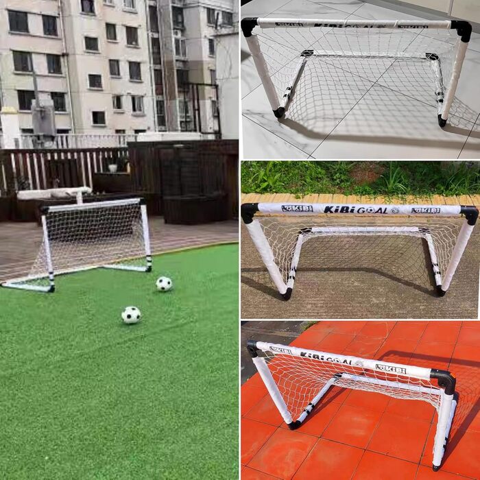 Дитячі ворота для футболу KiBiGOAL, розкладні, 90x60 см, для гри в приміщенні та на вулиці, від 3 до 7 років