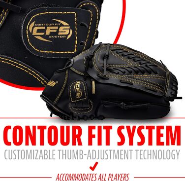 Рукавиця для бейсболу та софтболу Franklin Sports Field Master (Права рука, 33 см, Чорно-золота)