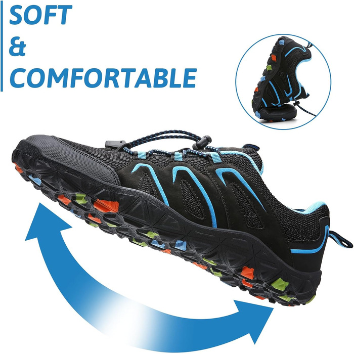 Дитячі трекінгові черевики Littleplum для хлопчиків, підошва для босоногих, дихаючі, антиковзні, чорно-сині, 35 EU
