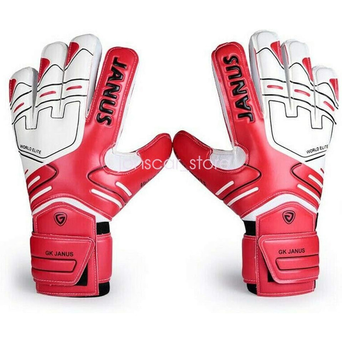 Футбольні воротарські рукавички з захистом пальців з латексу, для дітей та дорослих (червоні, розмір 7)