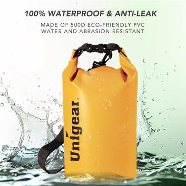 Водонепроникний мішок Unigear Dry Bag 2L/5L/10L/20L/40L для риболовлі, каякінгу, кемпінгу та пляжу з кишенею для телефону та ременями
