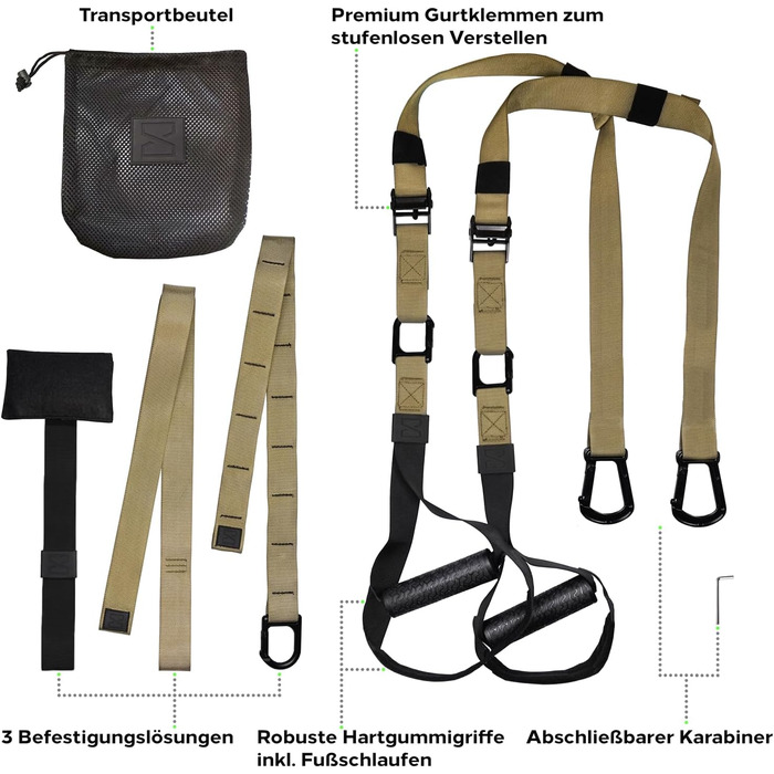 Слінг-тренажер Elite з комплектом кріплень (вкл. дверний анкер), преміум-якість для дому та в дорогу