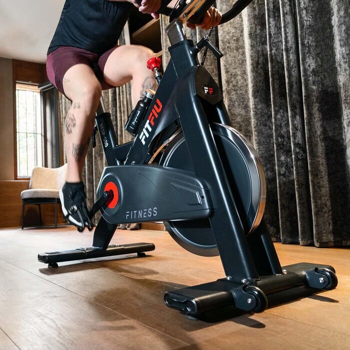 Велотренажер FITFIU Fitness BESP-500 з регульованим опором, 24 кг маховиком, датчиком пульсу, LCD-дисплеєм та регульованим сідлом для домашніх тренувань