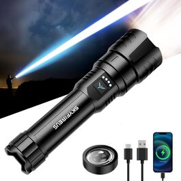 Ліхтарик LED SKYFIRE 5000 люмен, акумуляторний, з функцією Power Bank та кресалом для кемпінгу та надзвичайних ситуацій