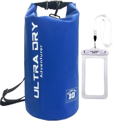 Водонепроникна сумка-мішок Ultra Dry Adventurer 5L з кишенею для телефону та регульованим плечовим ременем для каякінгу, риболовлі, кемпінгу (Блакитна)