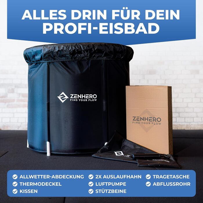 Набір для криотерапії Zenhero Recovery Eisbad (85 см Ø) – комфорт та простір, термометр, 5 шарів ізоляції