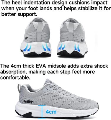 Кросівки для бігу широкі чоловічі/жіночі, зручні, дихаючі, спортивні, розмір 37-47 (41 EU, сірий)