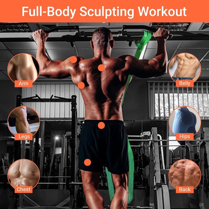 Набір еластичних стрічок для фітнесу з 4 рівнями опору, дверний анкер, 2 ручки та сумка для зберігання - для підтягувань, йоги, розтяжки, силових тренувань та покращення мобільності (з інструкцією)