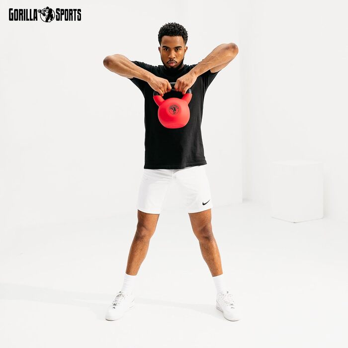 Kettlebell GORILLA SPORTS 2-32 кг, чавунна, з вініловим покриттям, для фітнесу та тренувань