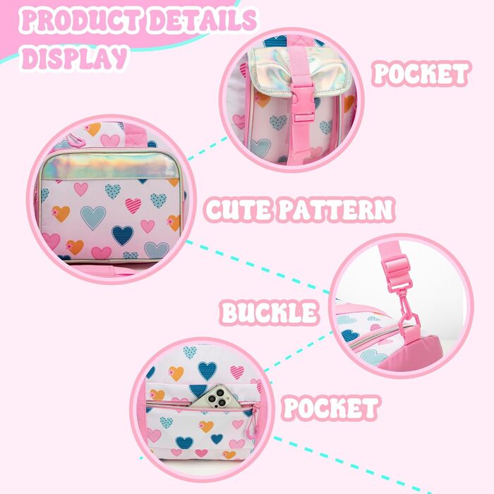 Дитяча спортивна сумка HTGROCE з відділенням для взуття, біла з серцем