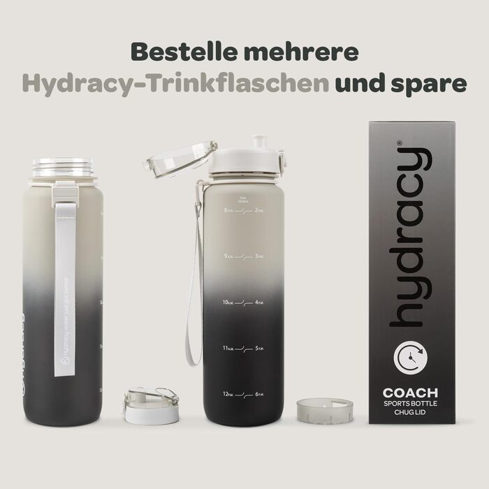 Водна пляшка Hydracy з фруктовим вкладишем, 1л, BPA-free, з таймером, спортивна, противитікання, без конденсату, для спорту та відпочинку на природі, градієнт салатовий-блакитний (сірий-чорний)