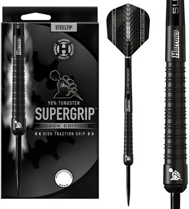 Дротики Harrows Supergrip Black 90% вольфраму, 23 г, сталевий наконечник