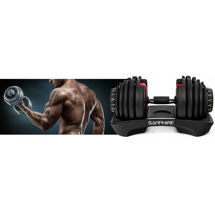 Регульовані гумовані гантелі Sapphire, 1 x 24 кг