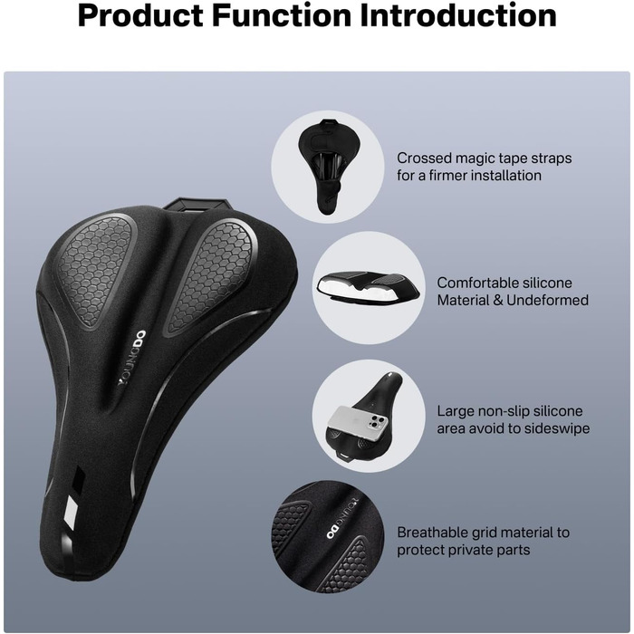 Накидка на сидіння велосипедне, ергономічна гелева підкладка, м'яка та зручна, з дощем. Підходить для жінок та чоловіків, чорна, вузька