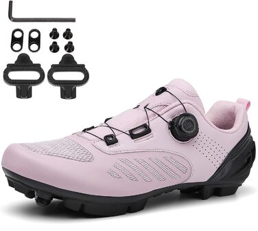 NGARY Велосипедні черевики MTB для жінок, дихаючі черевики для гірського велосипеда, сумісні з SPD 2 болти з клітами, черевики для велоспорту на відкритому повітрі, розмір 40 EU