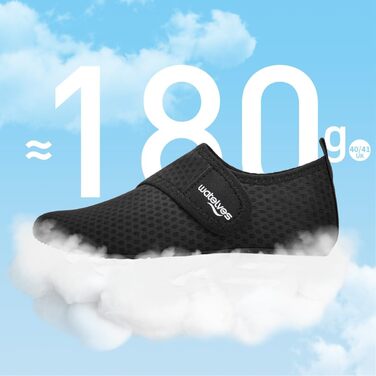 Шкарпетки для плавання та водних видів спорту WateLves: чоловічі та жіночі, швидковисихаючі, дихаючі, для пляжу, басейну, унісекс, 38/39 EU, чорні