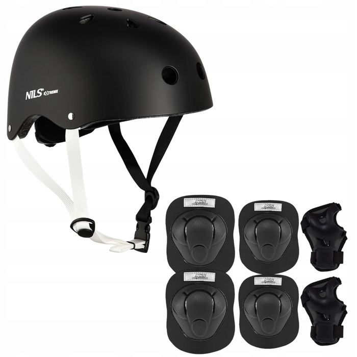 Дитячий велосипедний шолом з регулюванням та набір захисту для скейту, розмір S