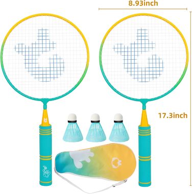 Набір для бадмінтона QKTYB для дітей від 4 до 8 років, легкий алюмінієвий, для початківців, з сумкою, зелений (кольоровий)