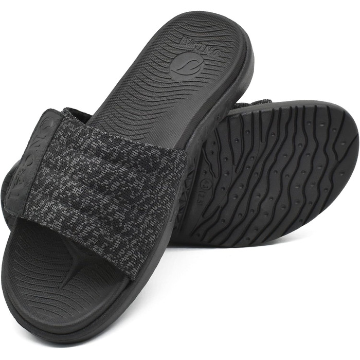 Чоловічі шльопанці ONCAI для душу та басейну з липучкою, відкриті пальці, спортивні, літні, для дому, відпочинку, м'яка гумова підошва, розмір 40-49, чорний