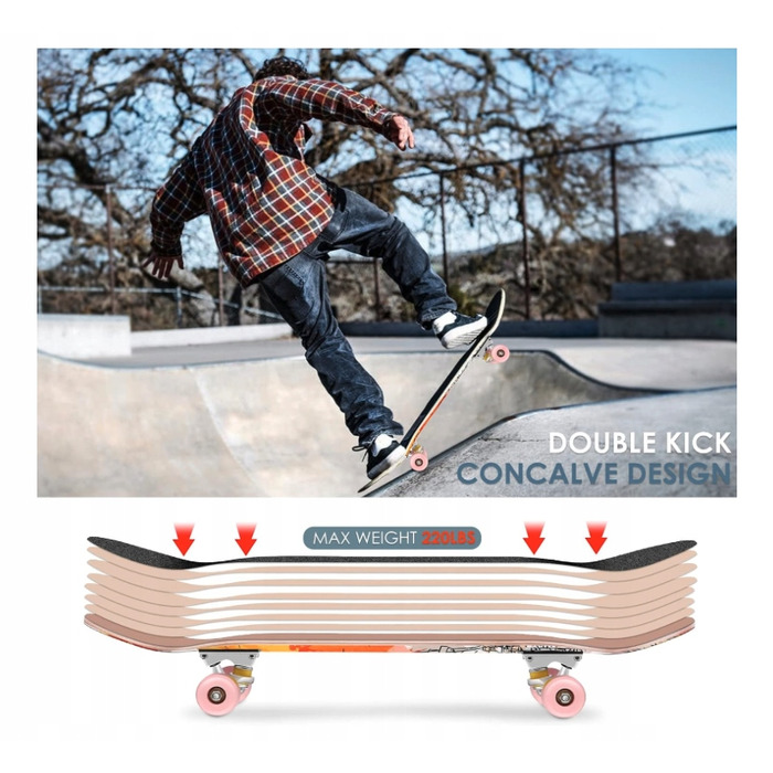 Скейтборд у зборі WeSkate Complete, 80 x 20, Double Kick