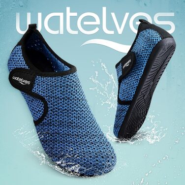Водні черевики WateLves: для плавання, занять у басейні та відпочинку на пляжі. Швидковисихаючі, унісекс, блакитні, 40 EU