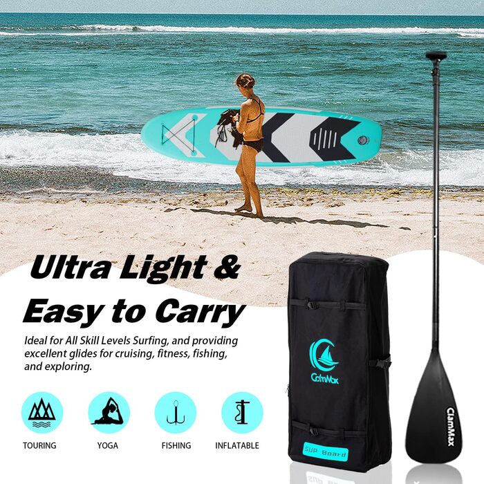 Надувне SUP Board CalmMax 320x76x15 см (10.6') до 150 кг. Комплект з веслом, насосом та аксесуарами. Підходить для підлітків та дорослих.