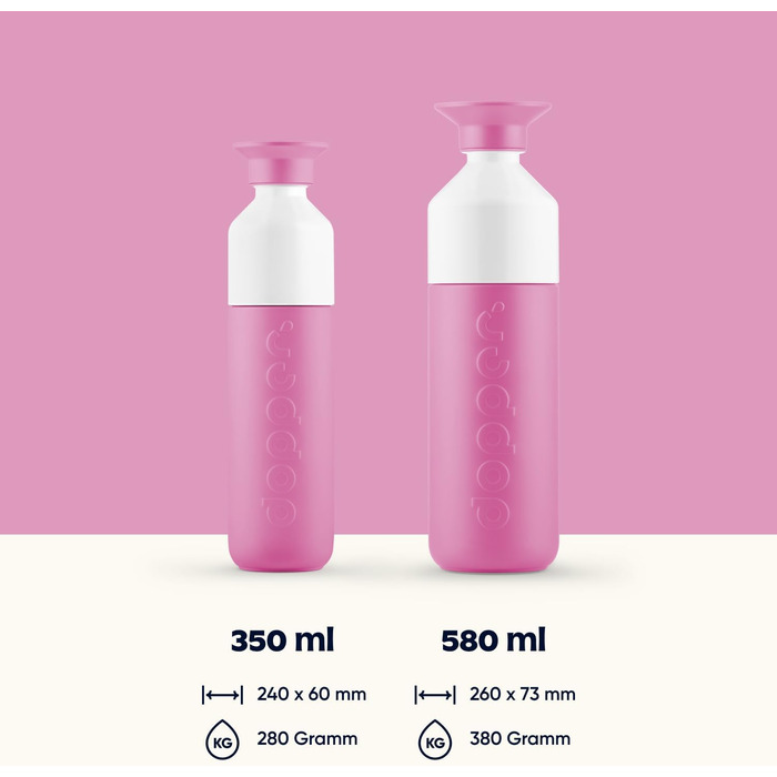 Індивідуальна термобутилка Dopper Insulated 580 мл з нержавіючої сталі, рожевий — термос для води, кави, чаю, подвійні стінки, не протікає, зберігає холод до 24 годин, тепло до 9 годин