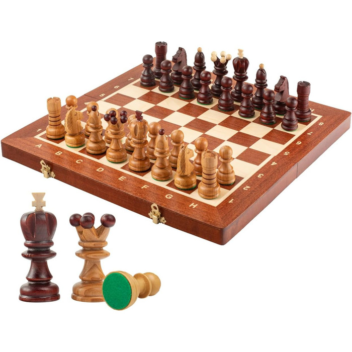 Шаховий набір Intarsien Pearl XL з вишневого дерева | Master of Chess | Шахи 42 см | Класичні шахи для дітей та дорослих - шахове поле та фігури з вишні XL