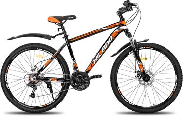 Гірський велосипед Hiland MTB 26/27,5 дюймів, алюмінієва рама, дискові гальма, підлітковий, чоловічий/жіночий, спицеві колеса, білий/чорний, чорний/помаранчевий, 26 дюймів