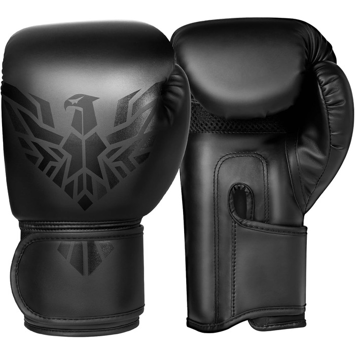 Боксерські рукавички ATERCEL 12oz для чоловіків і жінок, чорні – для боксу, муай-тай, кікбоксингу, ММА, тренувань та спарингу, дорослі