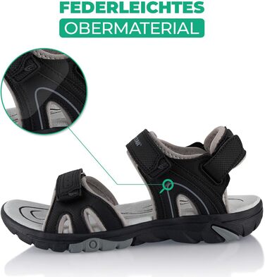 Сандалі трекінгові жіночі та чоловічі Fusskleidung літні легкі, з міцною підошвою, 43 EU, чорні