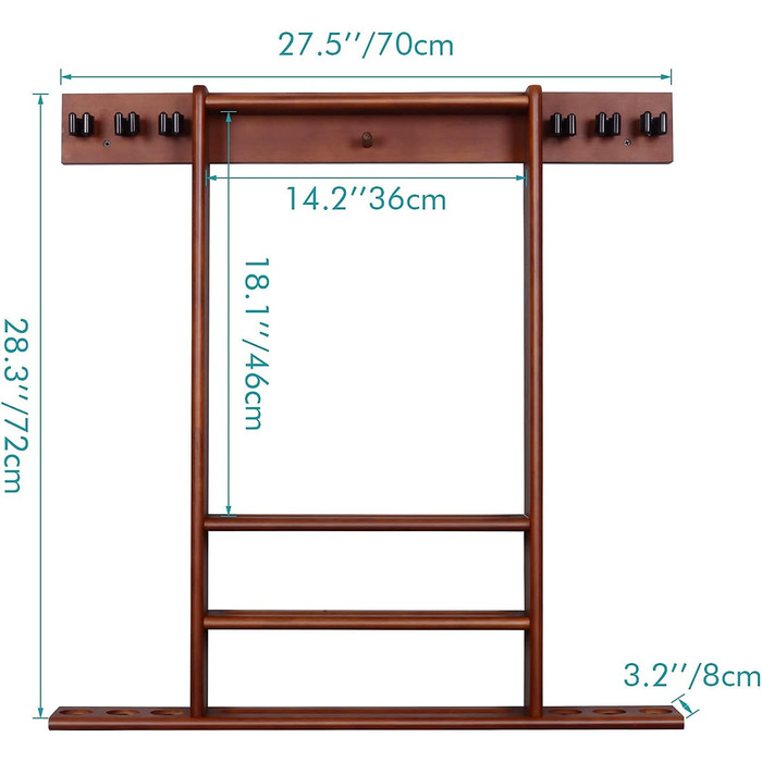 Підставка для бильків XCSOURCE: органайзер для 6 бильків та аксесуарів для більярдного столу