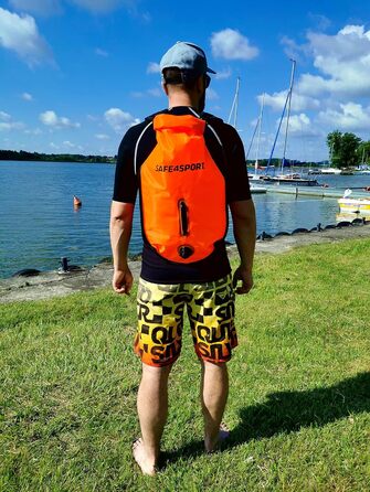 Надувна безпекова буя для плавання SAFE4SPORT RunSwimmer 3в1: водонепроникний рюкзак та гермосумка на 28л для триатлону