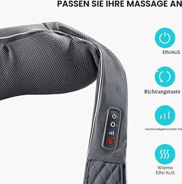 Масажер для шиї та спини з підігрівом 3D Shiatsu бездротовий для жінок та чоловіків - ідеальний подарунок для батьків