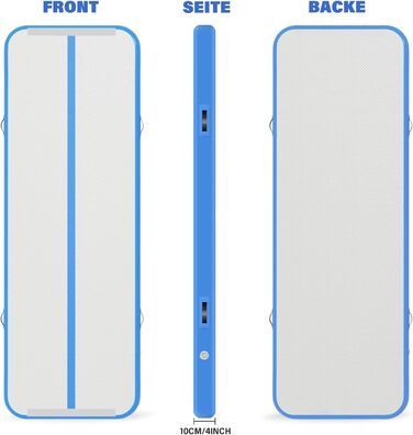 Надувна гімнастична матка для дому, 400x100x10 см, Mintgrün (світло-блакитний)