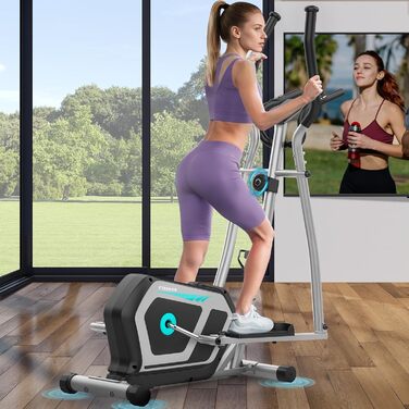 Еліптичний тренажер Crosstrainer 3-в-1 з LCD-монітором та регулюванням навантаження до 287 кг (Срібний)